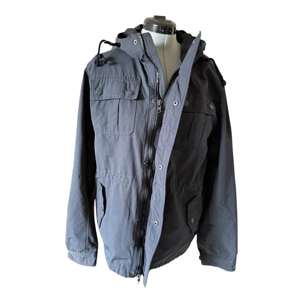 Aeropostale Men's Hooded Utility Jacket - Slate Gray - Picture 5 of 9